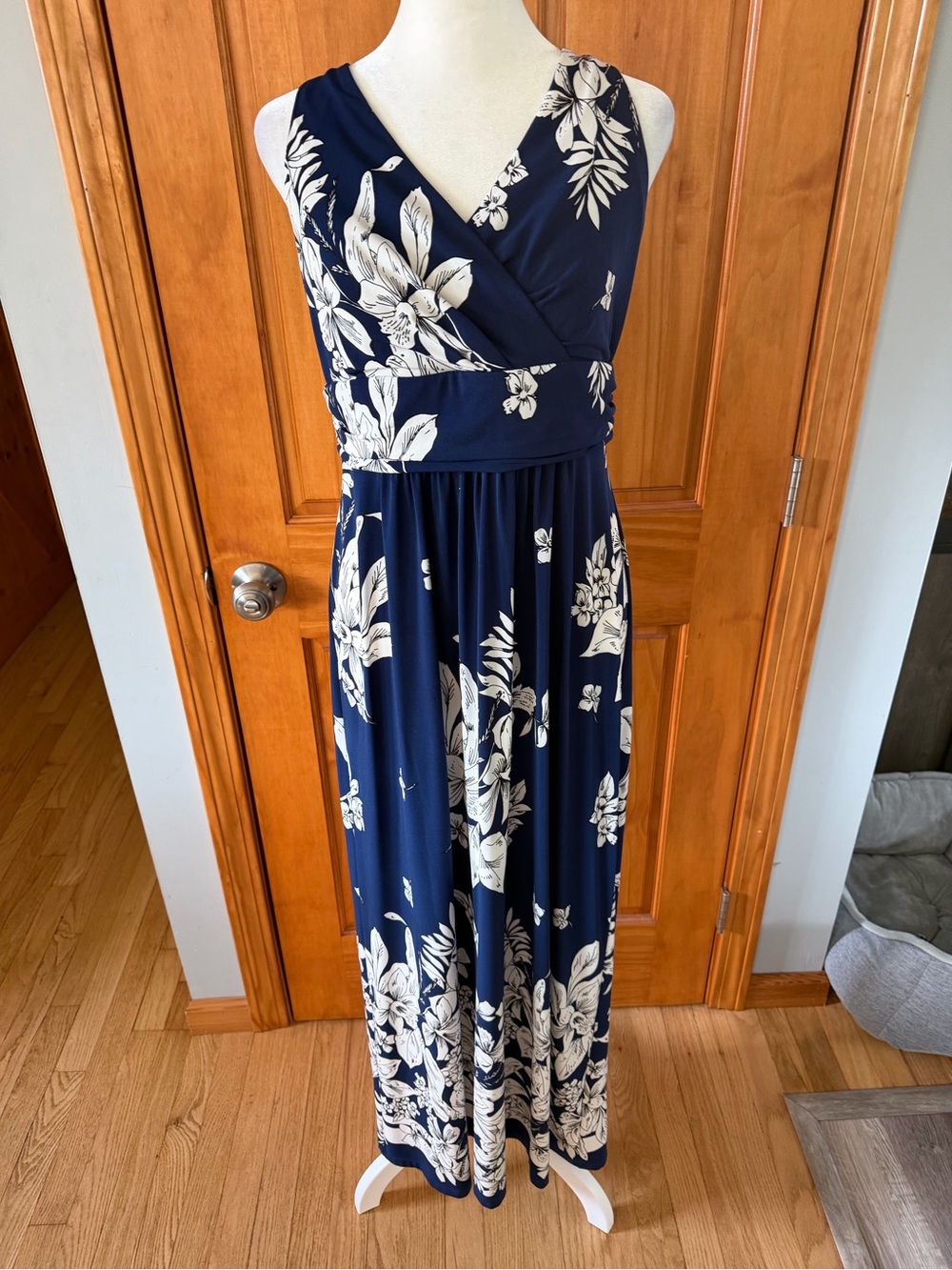 Chaps Women’s Navy Floral Wrap Maxi Dress